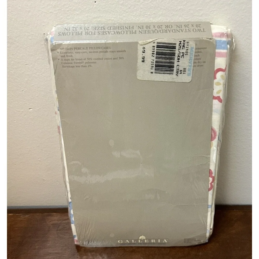 Vintage Galleria No Iron Percale Pastels 2- Standard Pillowcases NEW NOS